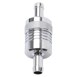 Edelbrock - Edelbrock Fuel Filter Aluminum 3In X 01/ 1/8In 3/8In Inlet/Outlet Chrome - 8136 - Image 1