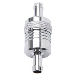 Edelbrock - Edelbrock Fuel Filter Aluminum 3In X 01/ 1/8In 3/8In Inlet/Outlet Chrome - 8136 - Image 2