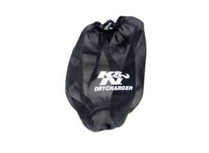 K&N Engineering - K&N Engineering Black Drycharger Round Tapered Air Filter Wrap 5in Top ID / 7.5in Base ID / 8in Height - RF-1020DK - Image 1