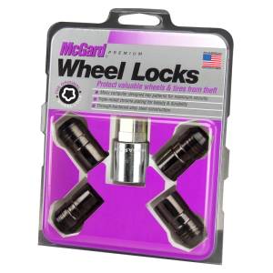 McGard Wheel Lock Nut Set - 4pk. (Cone Seat) M14X1.5 / 21mm & 22mm Dual Hex / 1.639in. L - Black - 24216