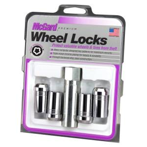 McGard Wheel Lock Nut Set - 4pk. (Tuner / Cone Seat) M14X1.5 / 22mm Hex / 1.648in. Length - Chrome - 25115