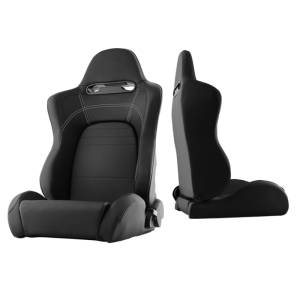 SPYDER Xtune Evo9 Style Racing Seat Pu (Double Slider) Black/Black Driver Side RST-EVO9-01-BK-DR - 9933790
