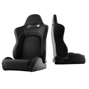 SPYDER Xtune Evo9 Style Racing Seat Pu (Double Slider) Black/Black Passenger Side RST-EVO9-01-BK-PA - 9933806