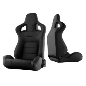 SPYDER Xtune Scs Style Racing Seat Pu (Double Slider) Black/Black Driver Side RST-SCS-01-BK-DR - 9933851