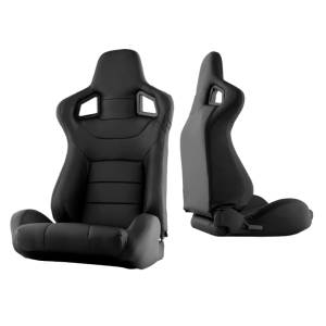 SPYDER Xtune Scs Style Racing Seat Pu (Double Slider) Black/Black Passenger Side RST-SCS-01-BK-PA - 9933868