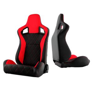 SPYDER Xtune Scs Style Racing Seat Suede/Pu X (Double Slider) Red/Black Driver Side RST-SCS-01-RDX-DR - 9933875