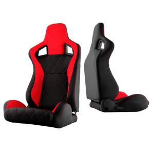 SPYDER Xtune Scs Style Racing Seat Suede/Pu X (Double Slider) Red/Black Passenger Side RST-SCS-01-RDX-PA - 9933882