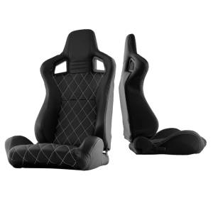 SPYDER Xtune Scs Style Racing Seat Carbon Pu White X Black/Black Passenger Side RST-SCS-05-BKWX-PA - 9933981