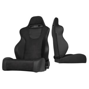 SPYDER Xtune Srt Style Racing Seat Suede/Pu (Double Slider) Black/Black Driver Side RST-SRT-03-BK-DR - 9933936