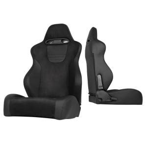 SPYDER Xtune Srt Style Racing Seat Suede/Pu (Double Slider) Black/Black Passenger Side RST-SRT-03-BK-PA - 9933943