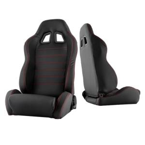 SPYDER Xtune Sp2 Style Racing Seat Carbon Pu (Double Slider) Black/Black Driver Side RST-SP2-02-BK-DR - 9933899