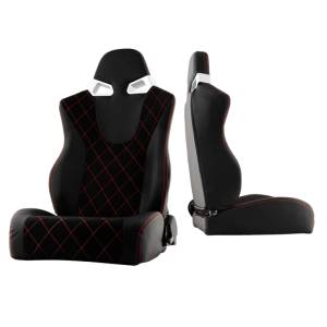 SPYDER Xtune Cg Style Racing Seat Pu (Double Slider) Black/Black Driver Side RST-CG-03-BKRX-DR - 9933998
