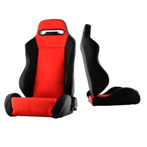 SPYDER Xtune Thunder Style Racing Seat Pu (Double Slider) Red/Black Driver Side RST-TH-01-RD-DR - 9934018