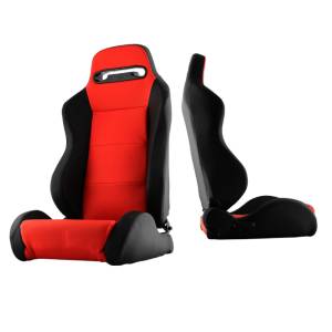 SPYDER Xtune Thunder Style Racing Seat Pu (Double Slider) Red/Black Passenger Side RST-TH-01-RD-PA - 9934025