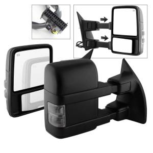 SPYDER xTune Ford SuperDuty 08-15 Extendable Heated Mirrors w/ LED Signal Smoke MIR-FDSD08S-PW-SM-SET - 9935831