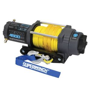 Superwinch - Superwinch 4500 LBS 12V DC 1/4in x 50ft Synthetic Rope Terra 4500SR Winch - Gray Wrinkle - 1145270 - Image 1