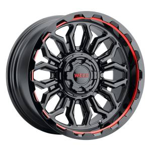 Weld - Weld Off-Road W140 20X10 Flare 6X135 6X139.7 ET-18 BS4.75 Gloss Black MIL Red 106.1 - W14000098475 - Image 1