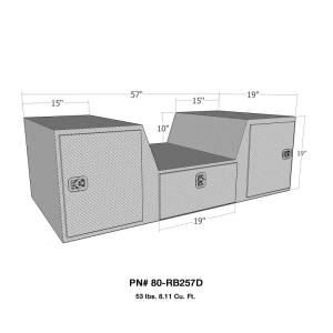 Westin - Westin/Brute V Shape Goose Neck 5th Wheel 57in Tailgate Box 1 Drawer/2 Swing Doors - Aluminum - 80-RB257D - Image 4