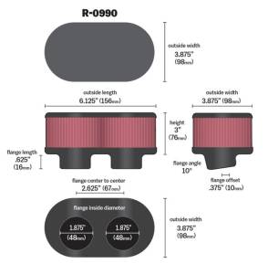 K&N Engineering - K&N Engineering Universal Rubber Filter 1968 Norton 750/850 commando - R-0990 - Image 4