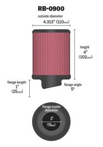 K&N Engineering - K&N Engineering Universal Rubber Filter 3 inch 5 Degree FLG 4 1/2 inch OD 4 inch Height - RB-0900 - Image 4