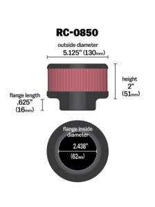 K&N Engineering - K&N Engineering Universal Chrome Filter 2.438in Flange ID x 5.125in OD x 2in H - RC-0850 - Image 3