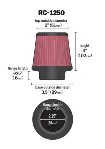 K&N Engineering - K&N Engineering Universal Chrome Filter 2.25 Inch Flange / 3.5 Inch Base / 2 Inch Top / 4 Inch Height - RC-1250 - Image 3