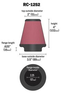 K&N Engineering - K&N Engineering Universal Chrome Filter 2.25in Flange / 3.5in Base / 2in Top / 4in Height - 2 Per Box - RC-1252 - Image 3