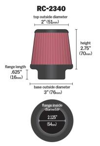 K&N Engineering - K&N Engineering Universal Chrome Filter 2.125 in Flange ID / 3in Base OD / 2in Top OD / 2.75in Height - RC-2340 - Image 3