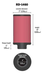 K&N Engineering - K&N Engineering Universal Air Filter 4in Flange ID 7in OD 9in Height - RD-1460 - Image 5