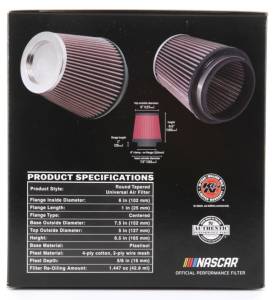 K&N Engineering - K&N Engineering Round Tapered Universal Air Filter 6in Flange ID x 7.5in Base OD x 5in Top OD x 6.5in Height - RF-1042 - Image 8