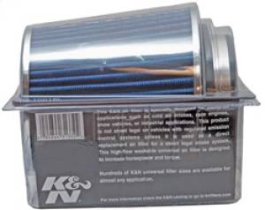 K&N Engineering - K&N Engineering Universal Air Filter Chrome Round Tapered Blue - 4in Flange ID x 1.125in Flange Length x 5.5in H - RG-1001BL - Image 4