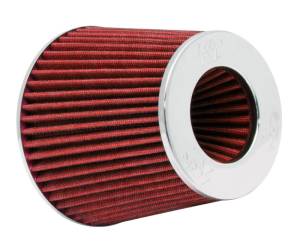 K&N Engineering - K&N Engineering Universal Air Filter Chrome Round Tapered Red - 4in Flange ID x 1.125in Flange Length x 5.5in H - RG-1001RD - Image 1