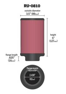 K&N Engineering - K&N Engineering Universal Rubber Filter 2.438in Flange ID x 3.5in OD x 5in Height for 97-98 Yamaha TDM850 - RU-0810 - Image 3