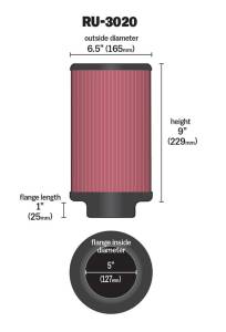 K&N Engineering - K&N Engineering Filter 2 1/4inch 10 Degree Flange 16 1/4inch x 4inch - 4 1/2inch Height - RU-3020 - Image 5