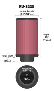 K&N Engineering - K&N Engineering Filter Universal Rubber Filter 5in Flange ID / 6.5in OD / 10in Height - RU-3220 - Image 4