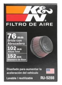 K&N Engineering - K&N Engineering Universal Round Clamp-On Air Filter 3in Flange ID x 6in Base OD x 4.625in Top OD x 3in Height - RU-5288 - Image 9