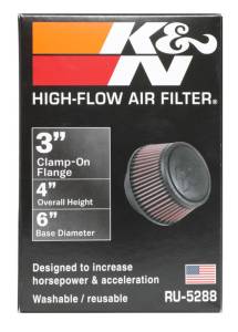 K&N Engineering - K&N Engineering Universal Round Clamp-On Air Filter 3in Flange ID x 6in Base OD x 4.625in Top OD x 3in Height - RU-5288 - Image 11