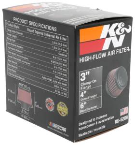 K&N Engineering - K&N Engineering Universal Round Clamp-On Air Filter 3in Flange ID x 6in Base OD x 4.625in Top OD x 3in Height - RU-5288 - Image 15