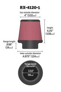 K&N Engineering - K&N Engineering Universal X-Stream Clamp-On Air Filter 3.313in Flg ID/4.875in Base OD/4in Top OD/4.25in H - RX-4120-1 - Image 3