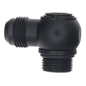 DeatschWerks - DeatschWerks 10AN ORB Male to 10AN Male Flare Low Profile 90-Degree Swivel - Anodized Matte Black - 6-02-0417-B - Image 1