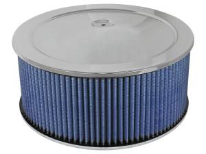 aFe MagnumFLOW Air Filters Round Racing P5R A/F Chrome Assy 14x6: Blk/Blue E/M - 18-21404
