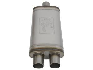 aFe - aFe MACHForce XP SS Muffler 2.5in Center Inlet / 2.5in Dual Outlets 18in L x 9in W x 4in H Body - 49M00009 - Image 2