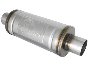 aFe - aFe MACH Force-Xp 409 SS Muffler 3in Center/Center 14in L x 6in Dia - Round Body - 49M00012 - Image 1