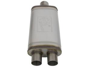 aFe - aFe MACHForce XP SS Muffler 3in Center Inlet / 2.5in Dual Outlets 18in L x 9in W x4in H Body - 49M00018 - Image 2