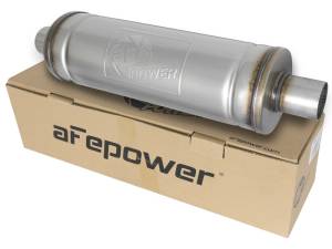 aFe - aFe MACH Force-Xp 409 SS Muffler 2.5in Center/Center 18in L x 6in Dia - Round Body - 49M00021 - Image 2