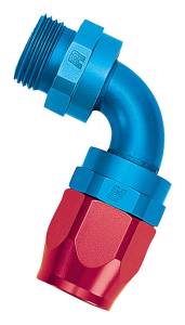 Russell - Russell Performance Swivel Hose End Assy #10 AN Male SAE Port to #8 Hose 90 Deg Red/Blue Anodized - 612430 - Image 1