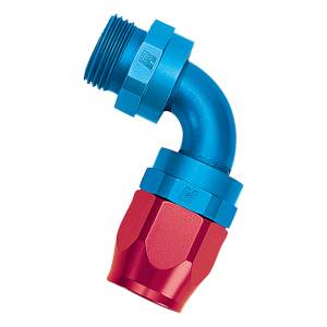 Russell - Russell Performance Swivel Hose End Assy #10 AN Male SAE Port to #8 Hose 90 Deg Red/Blue Anodized - 612430 - Image 2