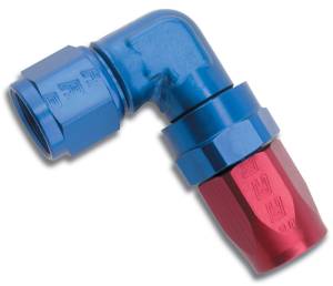 Russell - Russell Performance -6 AN Red/Blue 90 Degree Forged Aluminum Swivel Hose End - 613640 - Image 1