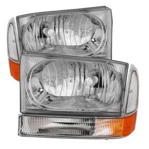 SPYDER Xtune Ford F250/350/450 Superduty 99-04 Crystal Headlights w/ Bumper Lights HD-JH-FF25099-AM-C - 9025419