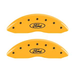 MGP 4 Caliper Covers Engraved F & R Ford Logo Yellow Finish Black Char 2006 Ford F-350 Super Duty - 10056SFRDYL